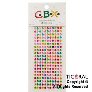 STICKERS STRASS AUTOADHESIVOS MULTICOLOR X 30 PLANCHAS